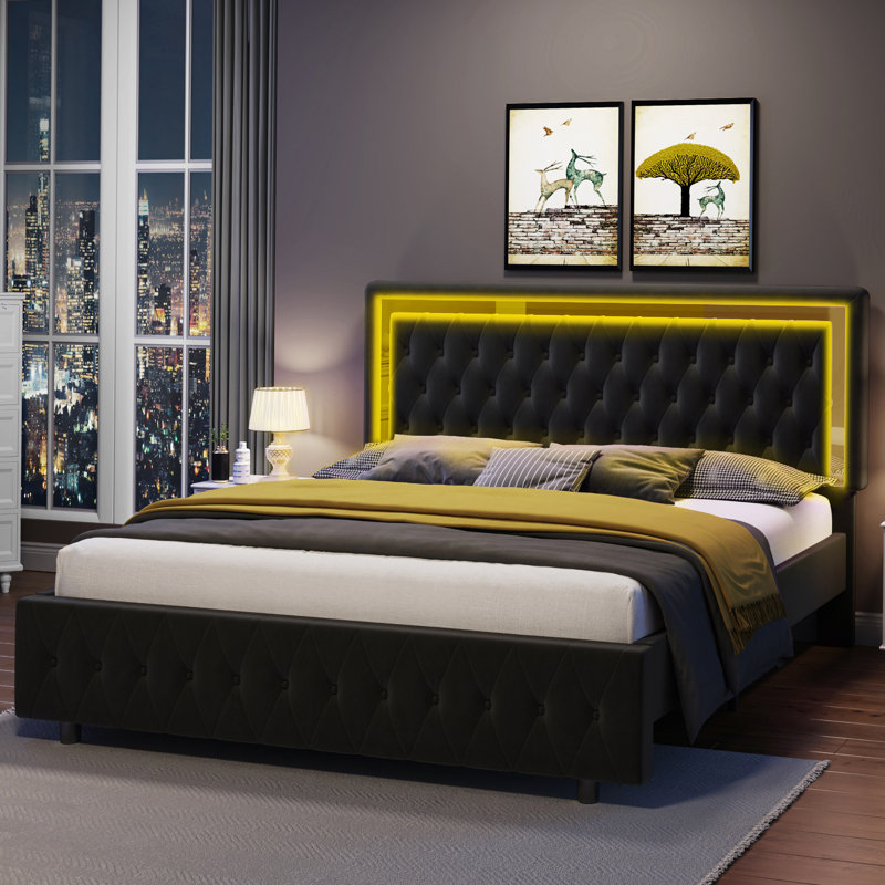 Tufted low platform bed sales